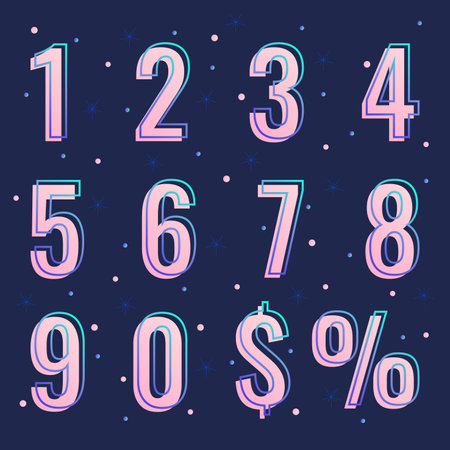 (Element) set of ten numbers form zero to nine, number flat designのイラスト素材
