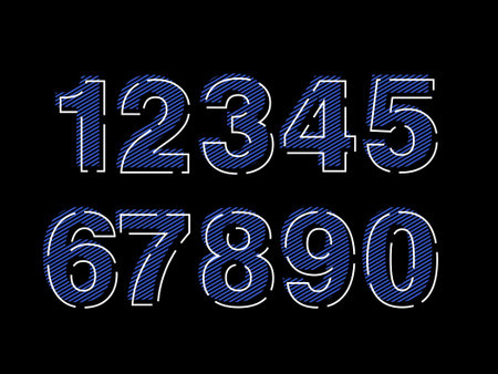 (Element) set of ten numbers form zero to nine, number flat designのイラスト素材