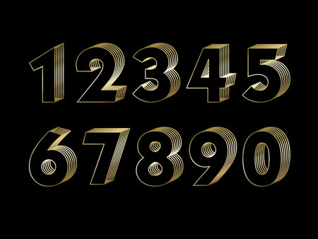 (Element) set of ten numbers form zero to nine, number flat designのイラスト素材