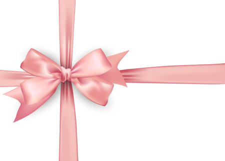 ribbon and bow illustration, valentines day design elements isolated on white background, festive clip artのイラスト素材