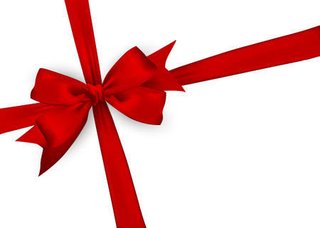 ribbon and bow illustration, valentines day design elements isolated on white background, festive clip artのイラスト素材