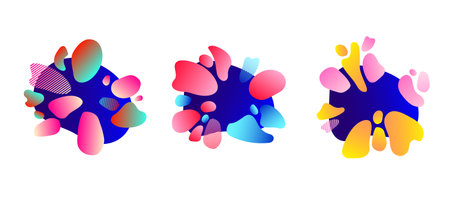 Set of abstract modern graphic elements. Dynamical colored forms and line. Gradient abstract banners with flowing liquid shapes.のイラスト素材
