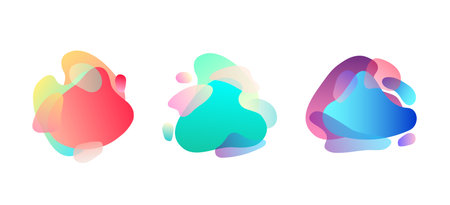 Set of abstract modern graphic elements. Dynamical colored forms and line. Gradient abstract banners with flowing liquid shapes.のイラスト素材