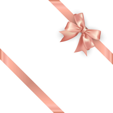 Pink gold satin ribbon on white background. Vector illustration.のイラスト素材