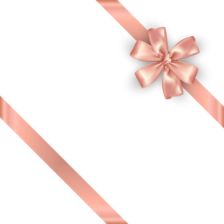 Pink gold satin ribbon on white background. Vector illustration.のイラスト素材