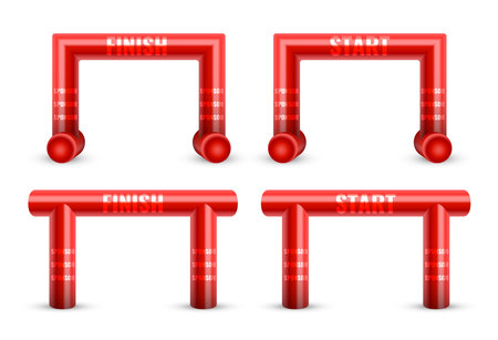 Inflatable Arch Set Isolated Vector. Place For Sponsors Advertising. Archway, Suitable For Sport Event. Marathon Racing Concept. Vector Illustration.のイラスト素材