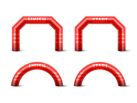 Inflatable Arch Set Isolated Vector. Place For Sponsors Advertising. Archway, Suitable For Sport Event. Marathon Racing Concept. Vector Illustration.のイラスト素材