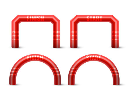 Inflatable Arch Set Isolated Vector. Place For Sponsors Advertising. Archway, Suitable For Sport Event. Marathon Racing Concept. Vector Illustration.のイラスト素材