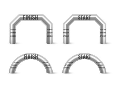 Inflatable Arch Set Isolated Vector. Place For Sponsors Advertising. Archway, Suitable For Sport Event. Marathon Racing Concept. Vector Illustration.のイラスト素材