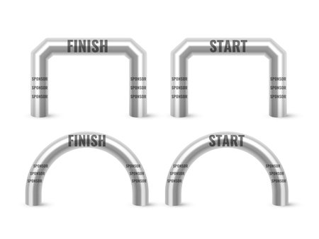 Inflatable Arch Set Isolated Vector. Place For Sponsors Advertising. Archway, Suitable For Sport Event. Marathon Racing Concept. Vector Illustration.のイラスト素材