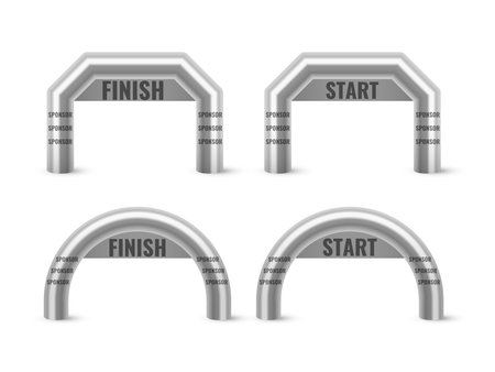 Inflatable Arch Set Isolated Vector. Place For Sponsors Advertising. Archway, Suitable For Sport Event. Marathon Racing Concept. Vector Illustration.のイラスト素材