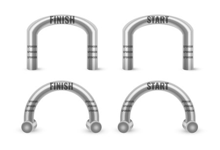 Inflatable Arch Set Isolated Vector. Place For Sponsors Advertising. Archway, Suitable For Sport Event. Marathon Racing Concept. Vector Illustration.のイラスト素材