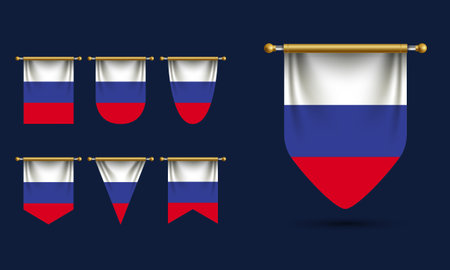 Russia Pennant Template Vector. Realistic Illustrationのイラスト素材