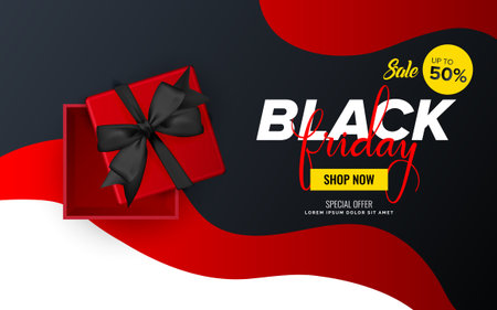 Black Friday Sale Web Banner Design Template. Advertising poster. Modern Vector illustration.のイラスト素材
