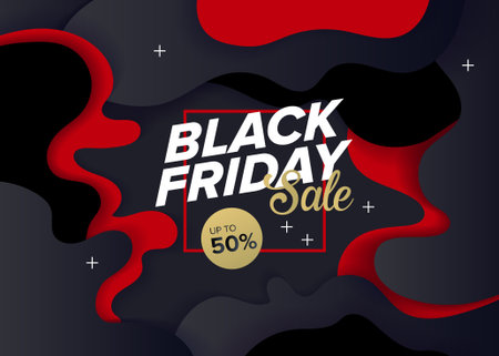 Black Friday Sale Web Banner Design Template. Advertising poster. Modern Vector illustration.のイラスト素材