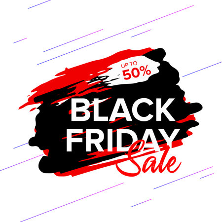 Black Friday Sale Web Banner Design Template. Advertising poster. Modern Vector illustration.のイラスト素材