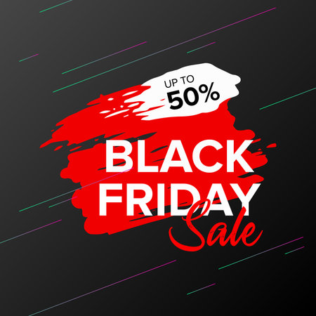 Black Friday Sale Web Banner Design Template. Advertising poster. Modern Vector illustration.のイラスト素材