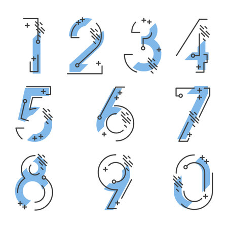 Set of ten numbers form zero to nine, number design.のイラスト素材