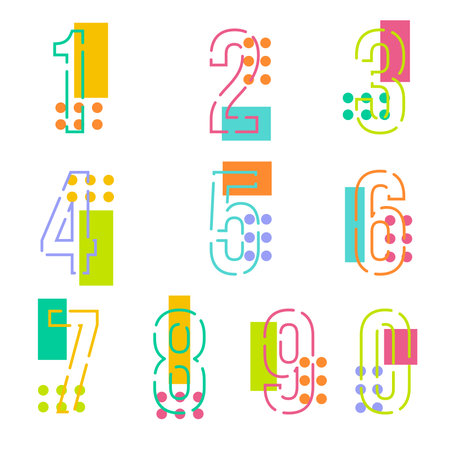 Set of ten numbers form zero to nine, number design.のイラスト素材