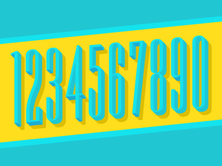 Set of ten numbers form zero to nine, number design.