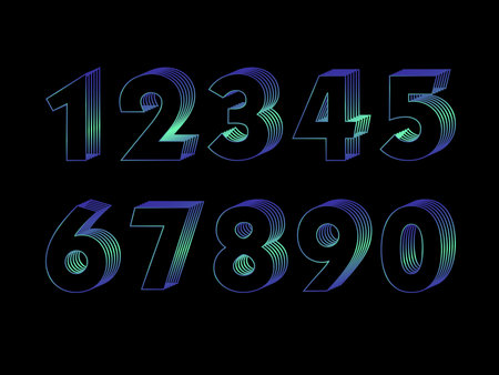 Set of ten numbers form zero to nine, number design.のイラスト素材