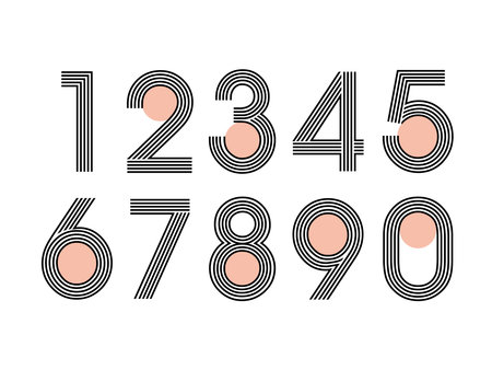 Set of ten numbers form zero to nine, number design.のイラスト素材
