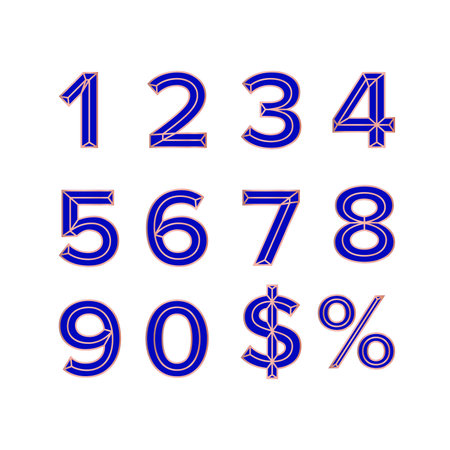 Set of ten numbers form zero to nine, number design.のイラスト素材