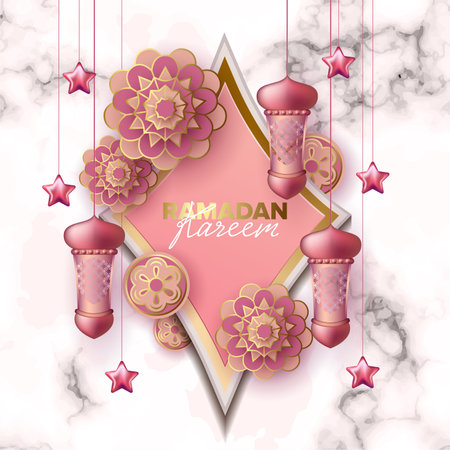 Ramadan Kareem concept banner, vector illustration.のイラスト素材