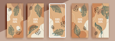 Trendy editable template for social networks stories, vector illustration. Design backgrounds for social media.のイラスト素材