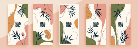 Trendy editable template for social networks stories, vector illustration. Design backgrounds for social media.のイラスト素材