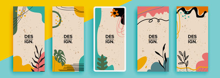 Trendy editable template for social networks stories, vector illustration. Design backgrounds for social media.のイラスト素材
