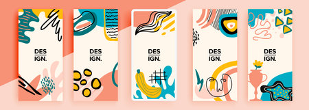 Trendy editable template for social networks stories, vector illustration. Design backgrounds for social media.のイラスト素材