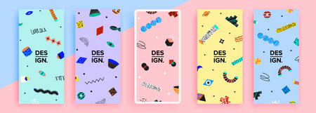 Trendy editable template for social networks stories, vector illustration. Design backgrounds for social media.のイラスト素材
