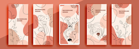 Trendy editable template for social networks stories, vector illustration. Design backgrounds for social media.のイラスト素材