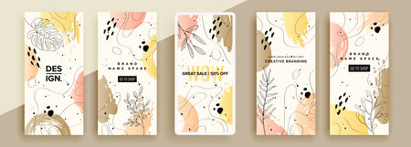 Trendy editable template for social networks stories, vector illustration. Design backgrounds for social media.のイラスト素材