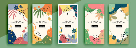 Trendy editable template for social networks stories, vector illustration. Design backgrounds for social media.のイラスト素材