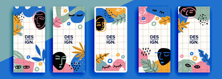 Trendy editable template for social networks stories, vector illustration. Design backgrounds for social media.のイラスト素材