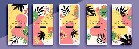 Trendy editable template for social networks stories, vector illustration. Design backgrounds for social media.のイラスト素材