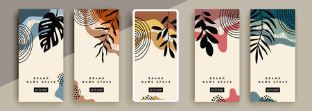 Trendy editable template for social networks stories, vector illustration. Design backgrounds for social media.のイラスト素材