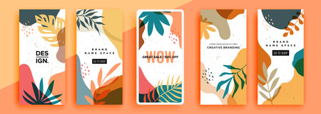 Trendy editable template for social networks stories, vector illustration. Design backgrounds for social media.のイラスト素材