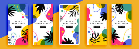 Trendy editable template for social networks stories, vector illustration. Design backgrounds for social media.のイラスト素材
