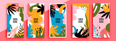 Trendy editable template for social networks stories, vector illustration. Design backgrounds for social media.のイラスト素材