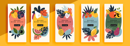 Trendy editable template for social networks stories, vector illustration. Design backgrounds for social media.のイラスト素材