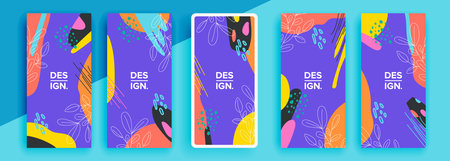 Trendy editable template for social networks stories, vector illustration. Design backgrounds for social media.のイラスト素材