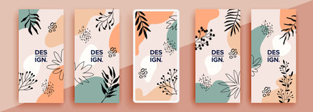 Trendy editable template for social networks stories, vector illustration. Design backgrounds for social media.のイラスト素材