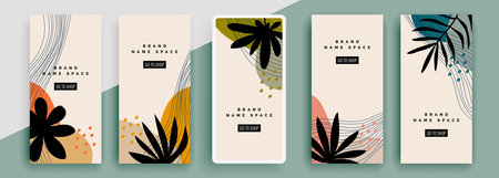 Trendy editable template for social networks stories, vector illustration. Design backgrounds for social media.のイラスト素材