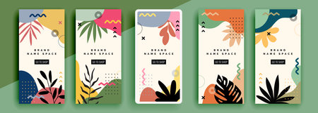 Trendy editable template for social networks stories, vector illustration. Design backgrounds for social media.のイラスト素材