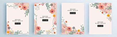 Modern abstract covers set, minimal covers design. Colorful geometric background, vector illustration.のイラスト素材