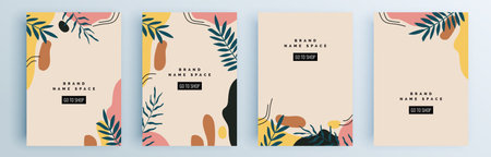 Modern abstract covers set, minimal covers design. Colorful geometric background, vector illustration.のイラスト素材