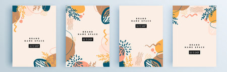 Modern abstract covers set, minimal covers design. Colorful geometric background, vector illustration.のイラスト素材